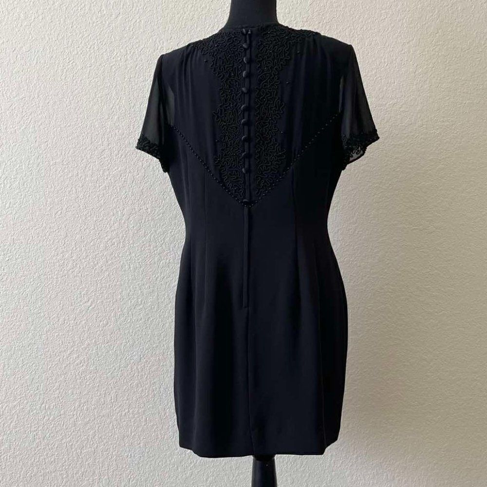 DONNA MORGAN black Beaded Lined Short Sleeve dress size 12P - Picture 16 of 16